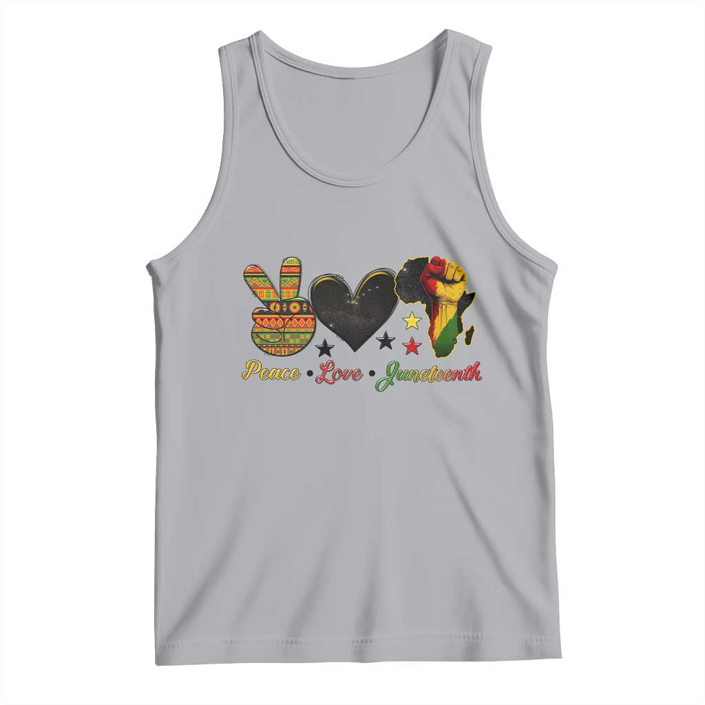 Peace Love Juneteenth Tank Top 1865 Heart Kente Peace Sign Africa Fist - Wonder Print Shop