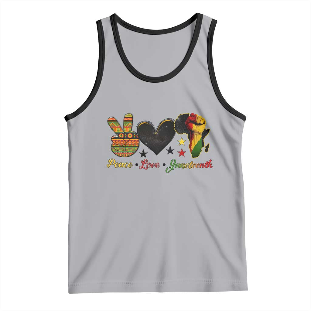 Peace Love Juneteenth Tank Top 1865 Heart Kente Peace Sign Africa Fist - Wonder Print Shop