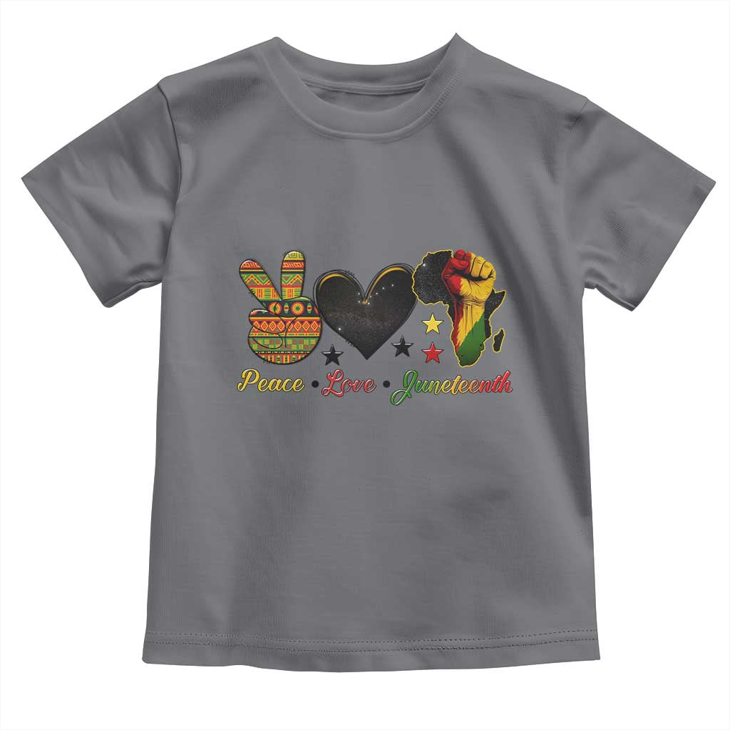Peace Love Juneteenth Toddler T Shirt 1865 Heart Kente Peace Sign Africa Fist - Wonder Print Shop