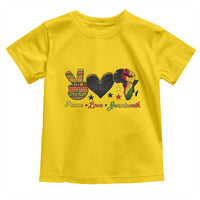 Peace Love Juneteenth Toddler T Shirt 1865 Heart Kente Peace Sign Africa Fist - Wonder Print Shop