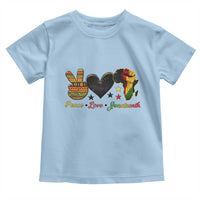 Peace Love Juneteenth Toddler T Shirt 1865 Heart Kente Peace Sign Africa Fist - Wonder Print Shop
