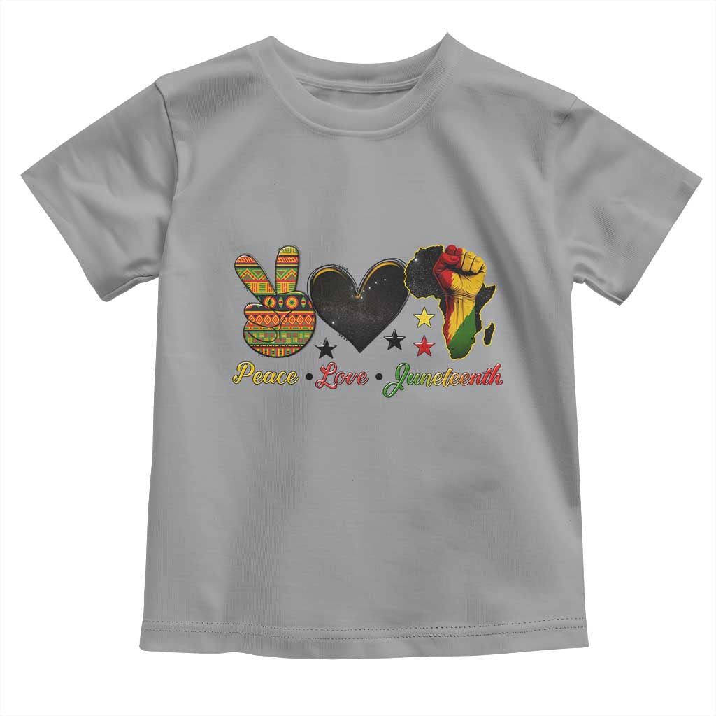 Peace Love Juneteenth Toddler T Shirt 1865 Heart Kente Peace Sign Africa Fist - Wonder Print Shop