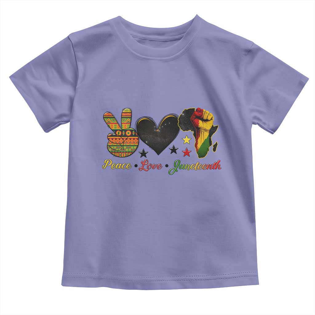 Peace Love Juneteenth Toddler T Shirt 1865 Heart Kente Peace Sign Africa Fist - Wonder Print Shop