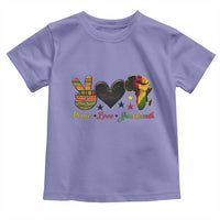 Peace Love Juneteenth Toddler T Shirt 1865 Heart Kente Peace Sign Africa Fist - Wonder Print Shop