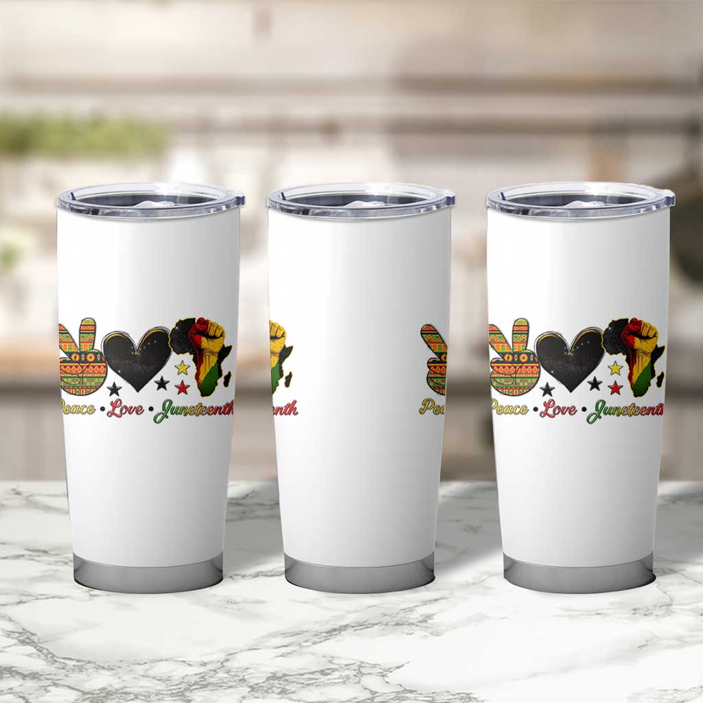 Peace Love Juneteenth Tumbler Cup 1865 Heart Kente Peace Sign Africa Fist - Wonder Print Shop