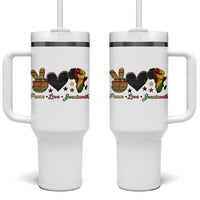 Peace Love Juneteenth Tumbler With Handle 1865 Heart Kente Peace Sign Africa Fist - Wonder Print Shop