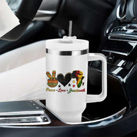 Peace Love Juneteenth Tumbler With Handle 1865 Heart Kente Peace Sign Africa Fist - Wonder Print Shop