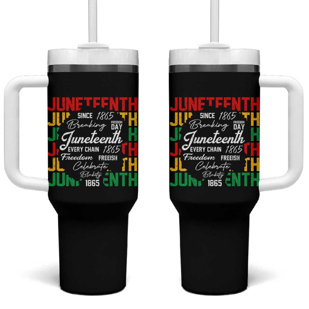 Juneteenth 1865 Tumbler With Handle Celebrate Black Freedom Breaking Every Chain - Wonder Print Shop