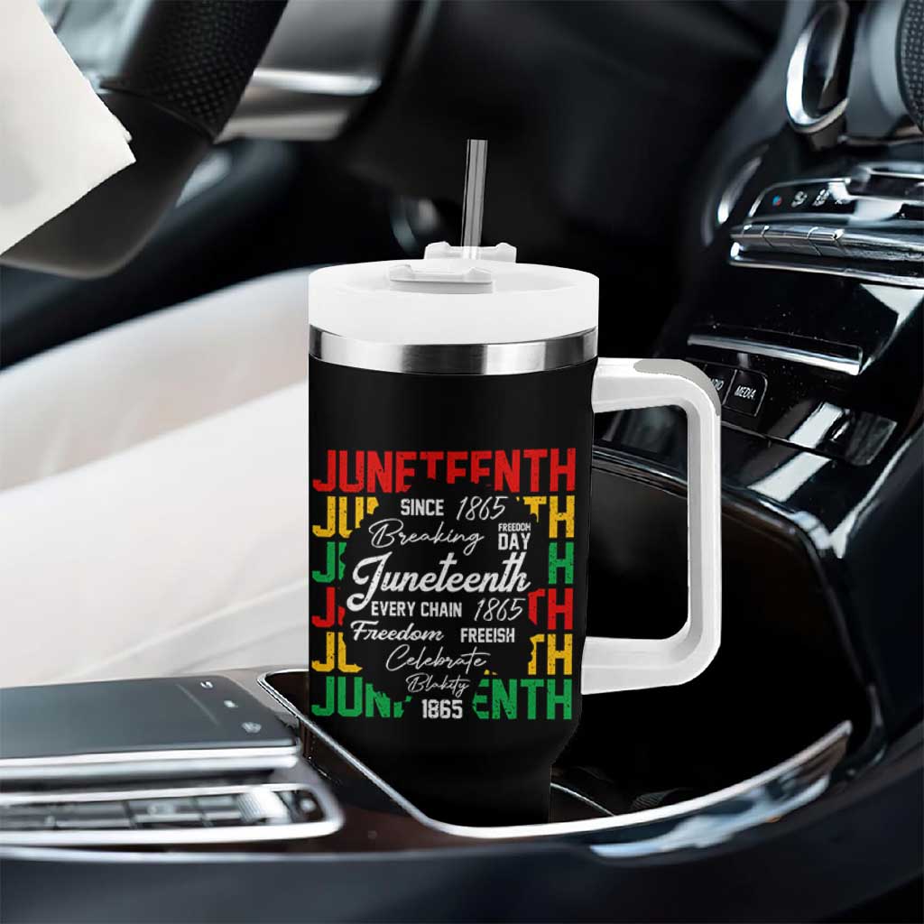 Juneteenth 1865 Tumbler With Handle Celebrate Black Freedom Breaking Every Chain - Wonder Print Shop