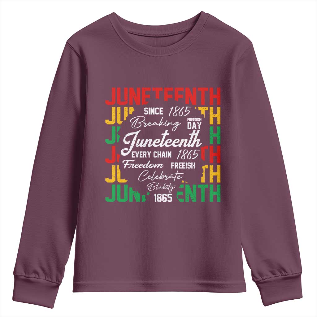 Juneteenth 1865 Youth Sweatshirt Celebrate Black Freedom Breaking Every Chain - Wonder Print Shop
