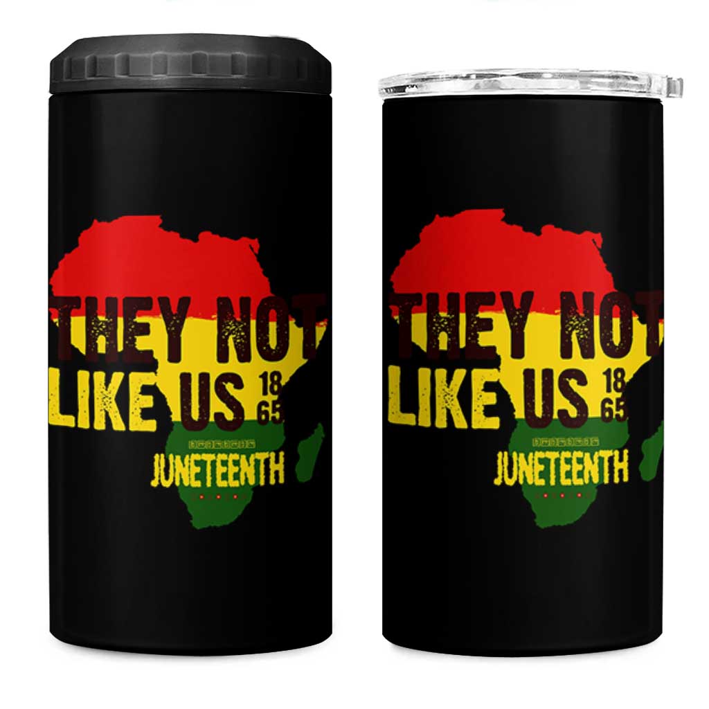 They Not Like Us Juneteenth 1865 4 in 1 Can Cooler Tumbler Afrocentric Africa Map Black Pride - Wonder Print Shop