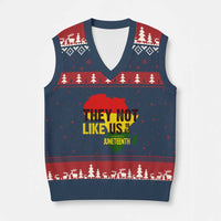 They Not Like Us Juneteenth 1865 V-Neck Knit Sweater Vest Afrocentric Africa Map Black Pride - Wonder Print Shop