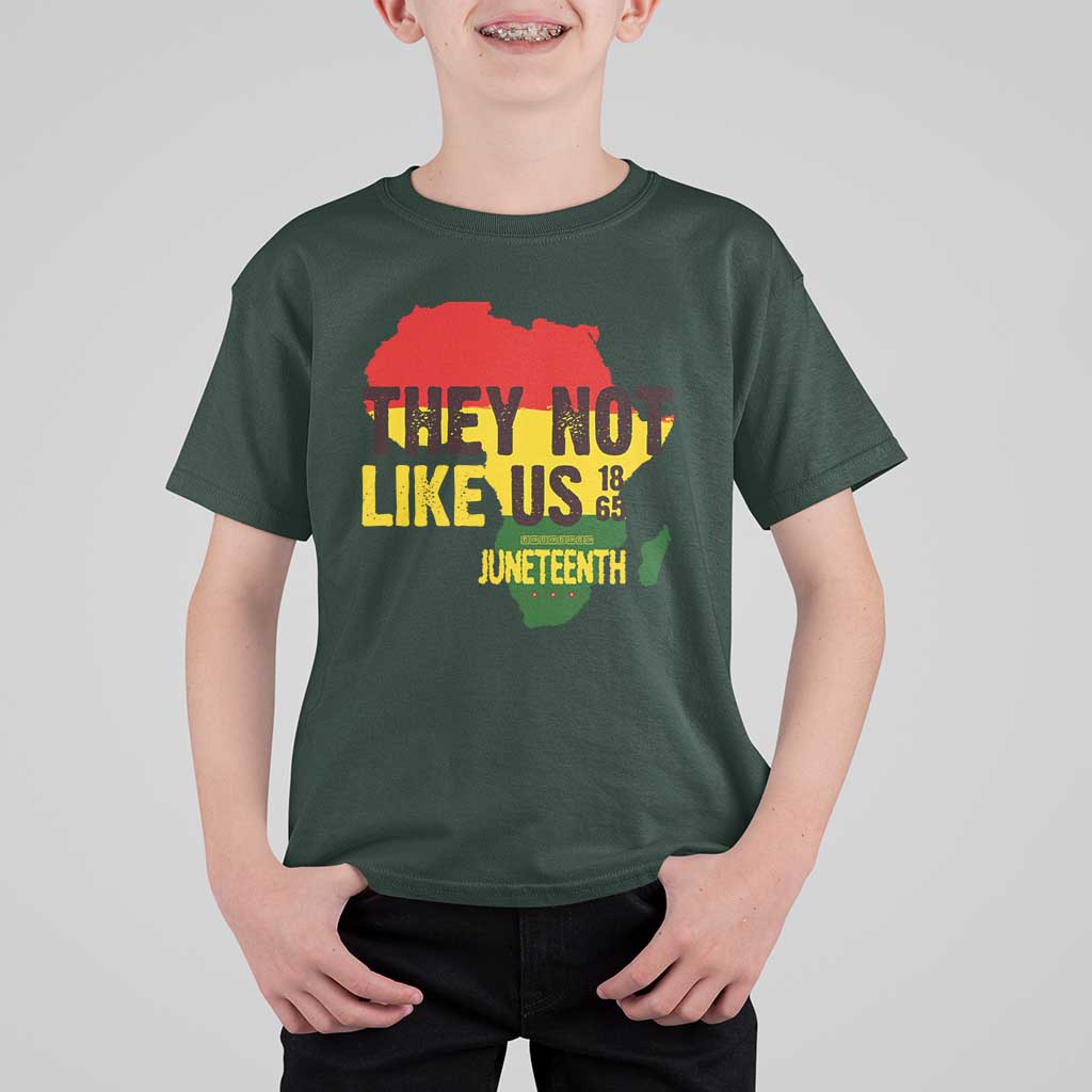 They Not Like Us Juneteenth 1865 T Shirt For Kid Afrocentric Africa Map Black Pride - Wonder Print Shop