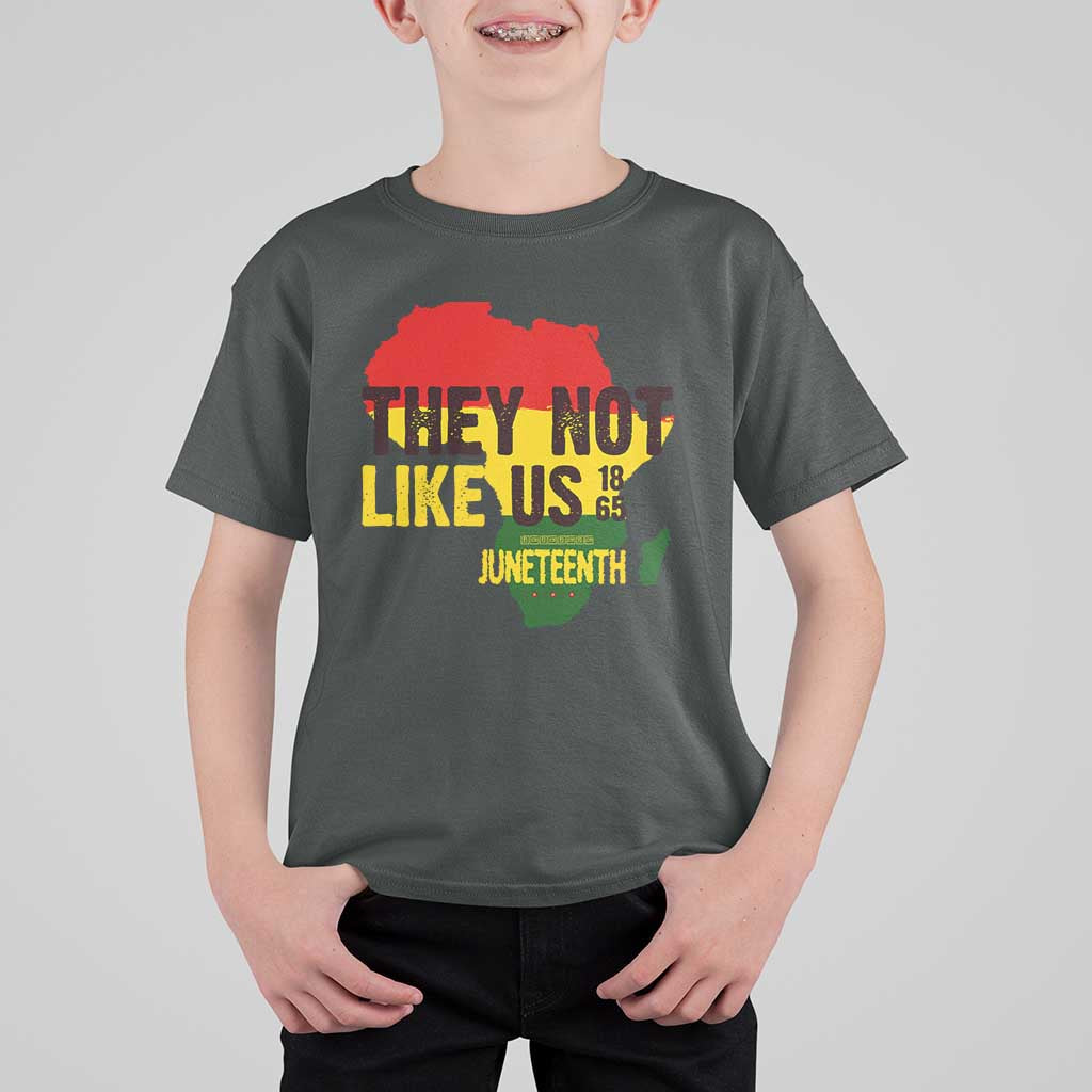 They Not Like Us Juneteenth 1865 T Shirt For Kid Afrocentric Africa Map Black Pride - Wonder Print Shop