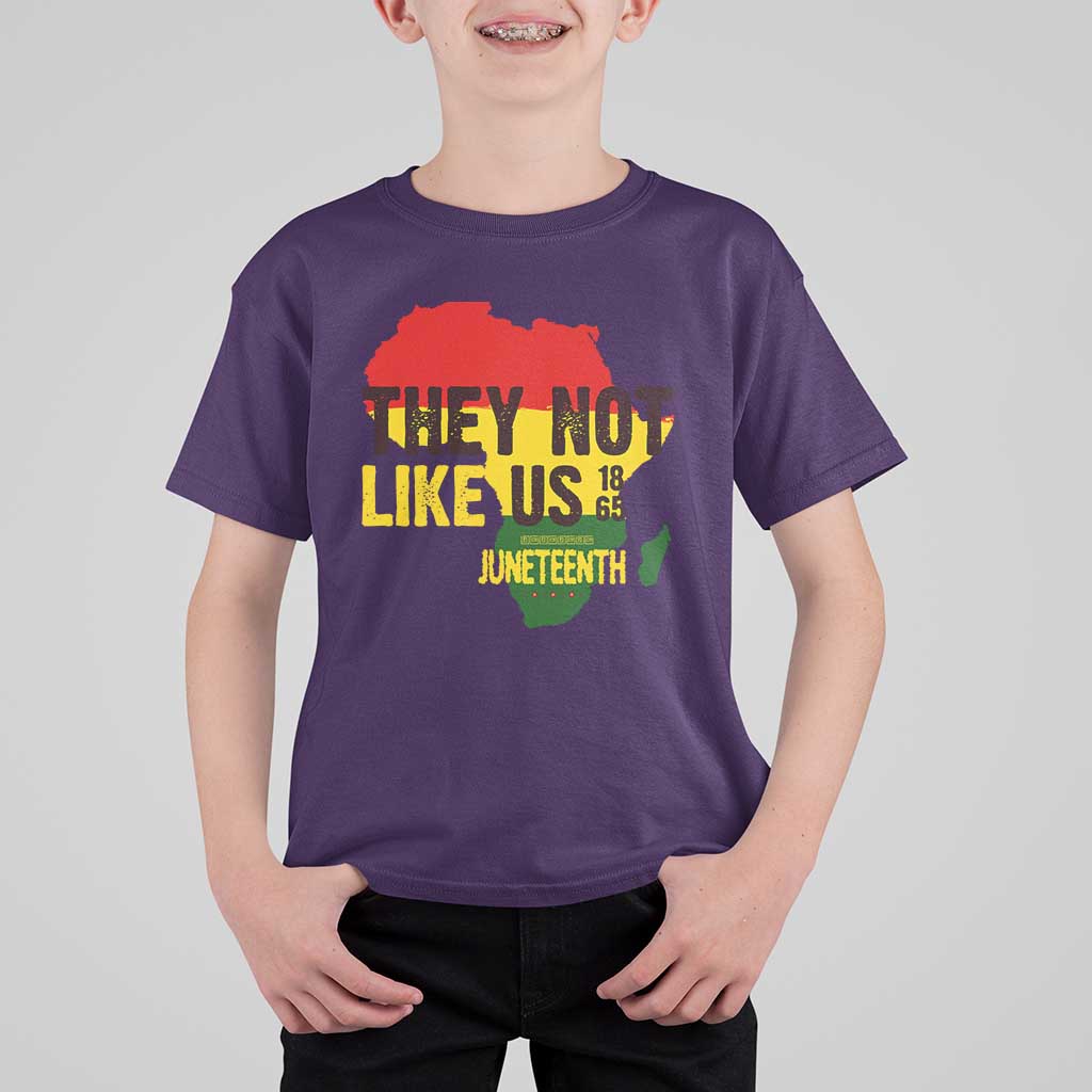 They Not Like Us Juneteenth 1865 T Shirt For Kid Afrocentric Africa Map Black Pride - Wonder Print Shop