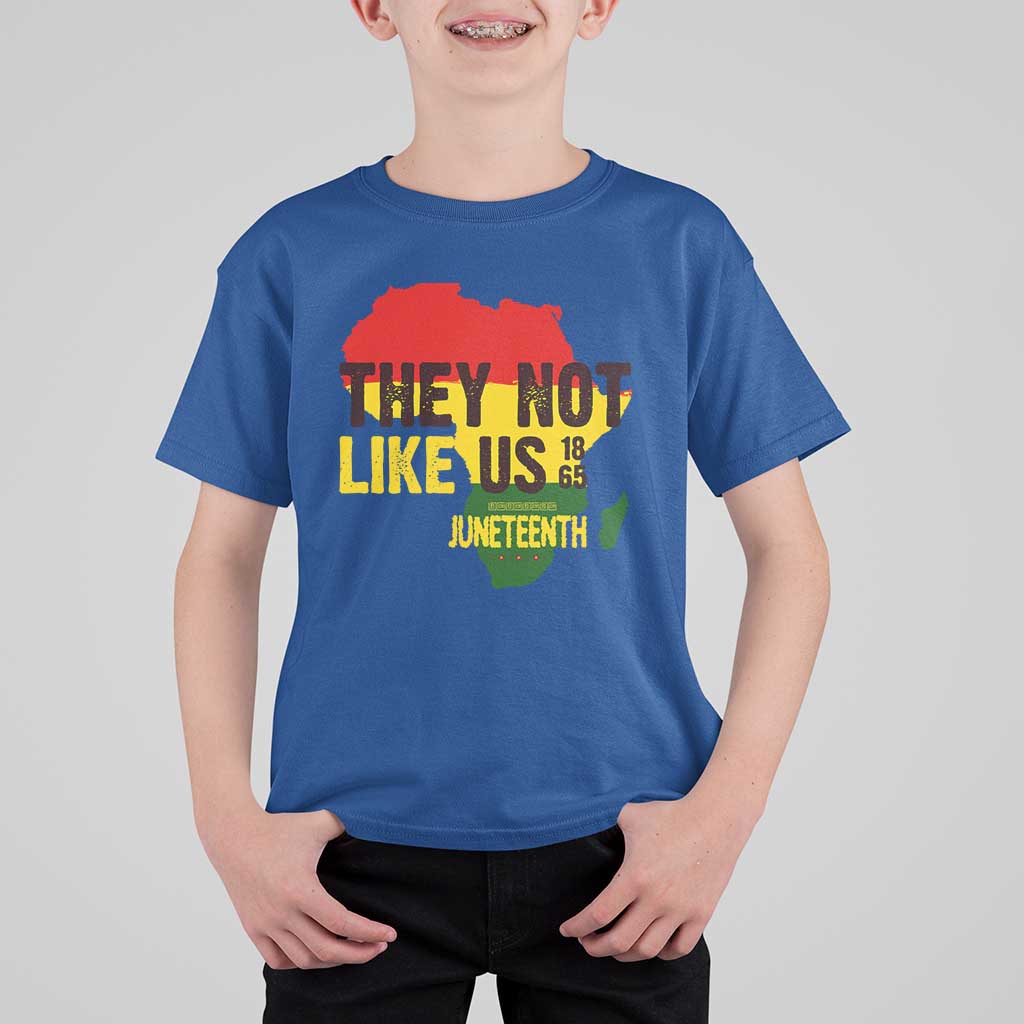 They Not Like Us Juneteenth 1865 T Shirt For Kid Afrocentric Africa Map Black Pride - Wonder Print Shop