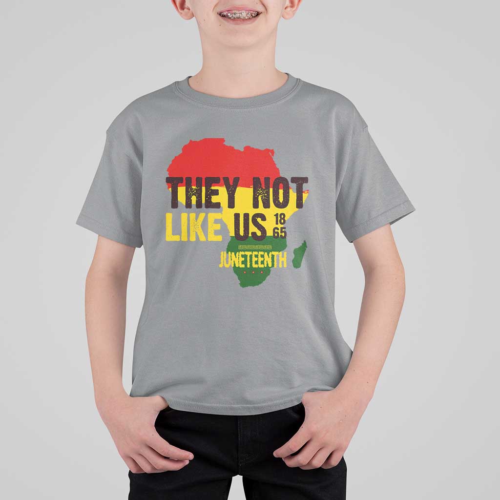 They Not Like Us Juneteenth 1865 T Shirt For Kid Afrocentric Africa Map Black Pride - Wonder Print Shop
