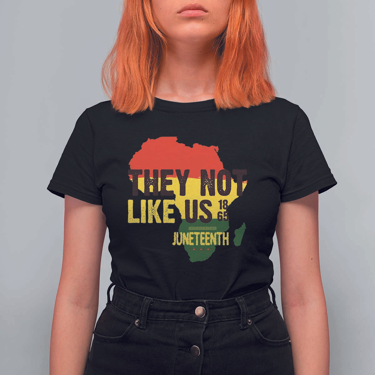 They Not Like Us Juneteenth 1865 T Shirt For Women Afrocentric Africa Map Black Pride - Wonder Print Shop