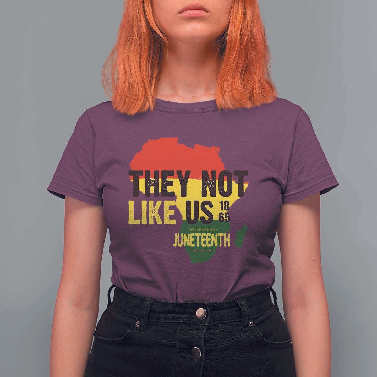 They Not Like Us Juneteenth 1865 T Shirt For Women Afrocentric Africa Map Black Pride - Wonder Print Shop