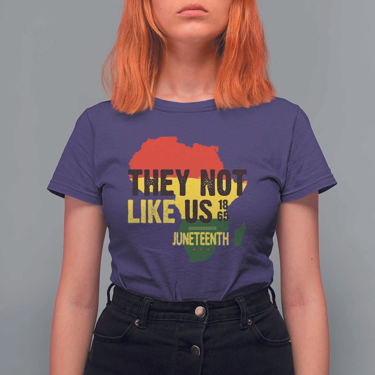 They Not Like Us Juneteenth 1865 T Shirt For Women Afrocentric Africa Map Black Pride - Wonder Print Shop