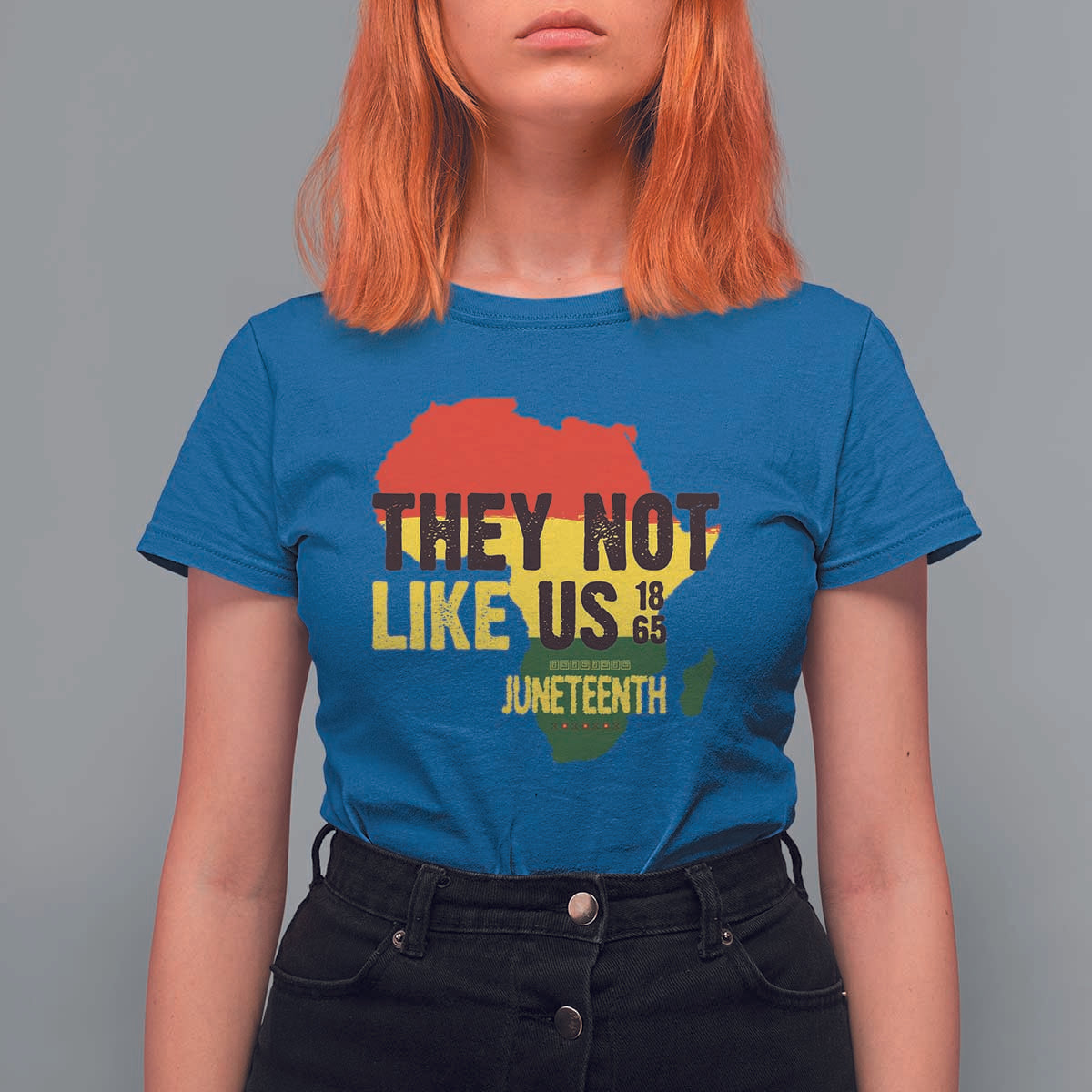 They Not Like Us Juneteenth 1865 T Shirt For Women Afrocentric Africa Map Black Pride - Wonder Print Shop