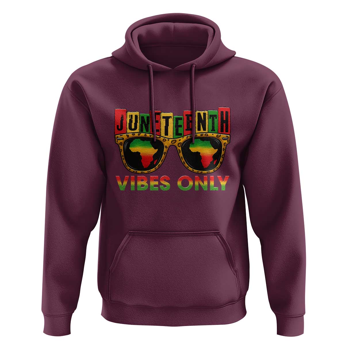 Juneteenth Vibes Only Hoodie Afro Pride Sunglasses Black History Celebration - Wonder Print Shop