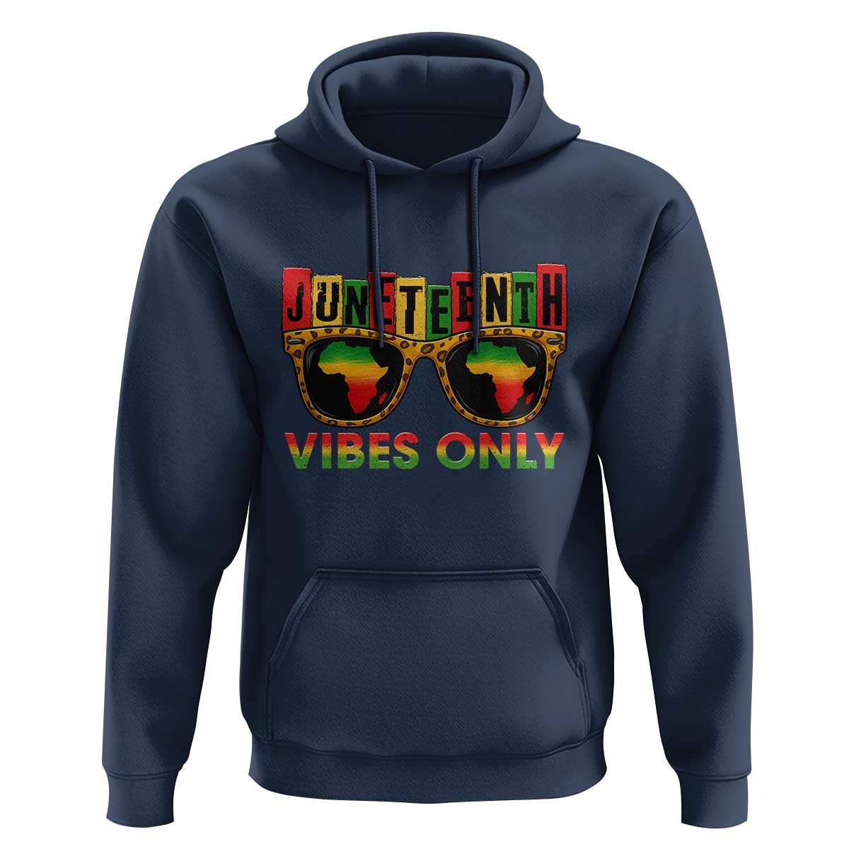 Juneteenth Vibes Only Hoodie Afro Pride Sunglasses Black History Celebration - Wonder Print Shop