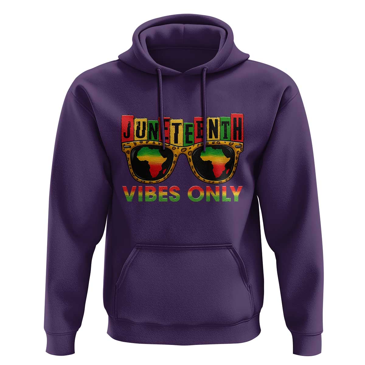 Juneteenth Vibes Only Hoodie Afro Pride Sunglasses Black History Celebration - Wonder Print Shop