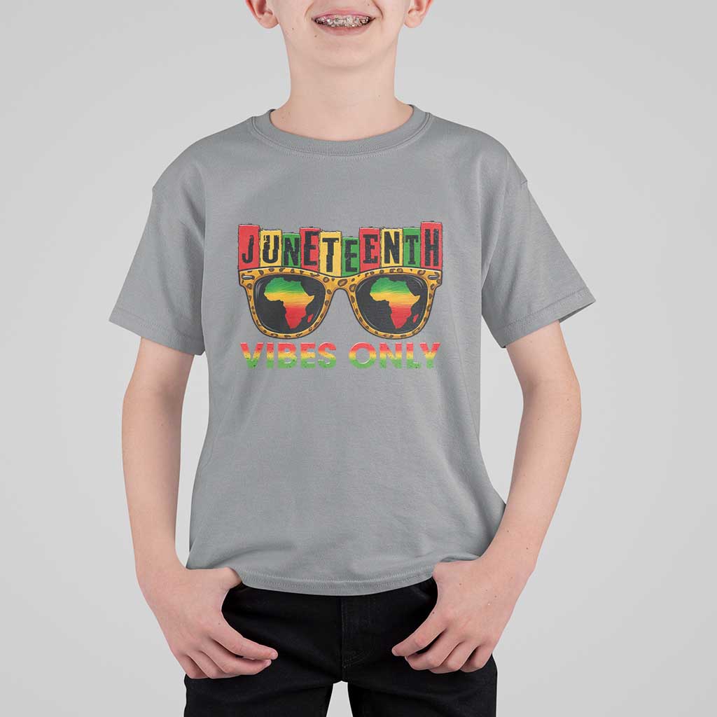 Juneteenth Vibes Only T Shirt For Kid Afro Pride Sunglasses Black History Celebration - Wonder Print Shop