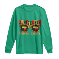 Juneteenth Vibes Only Long Sleeve Shirt Afro Pride Sunglasses Black History Celebration - Wonder Print Shop