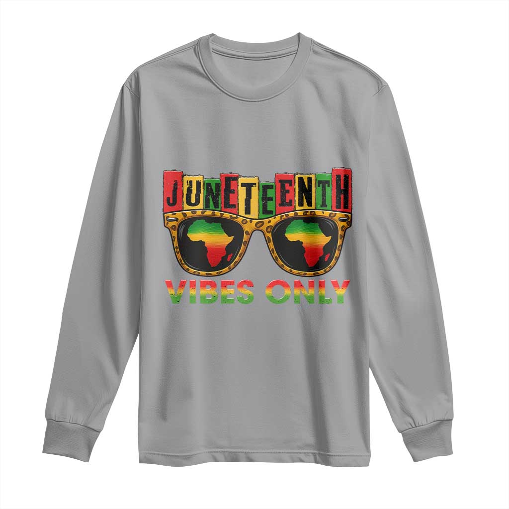 Juneteenth Vibes Only Long Sleeve Shirt Afro Pride Sunglasses Black History Celebration - Wonder Print Shop