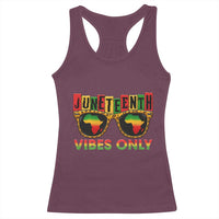 Juneteenth Vibes Only Racerback Tank Top Afro Pride Sunglasses Black History Celebration - Wonder Print Shop