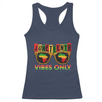 Juneteenth Vibes Only Racerback Tank Top Afro Pride Sunglasses Black History Celebration - Wonder Print Shop
