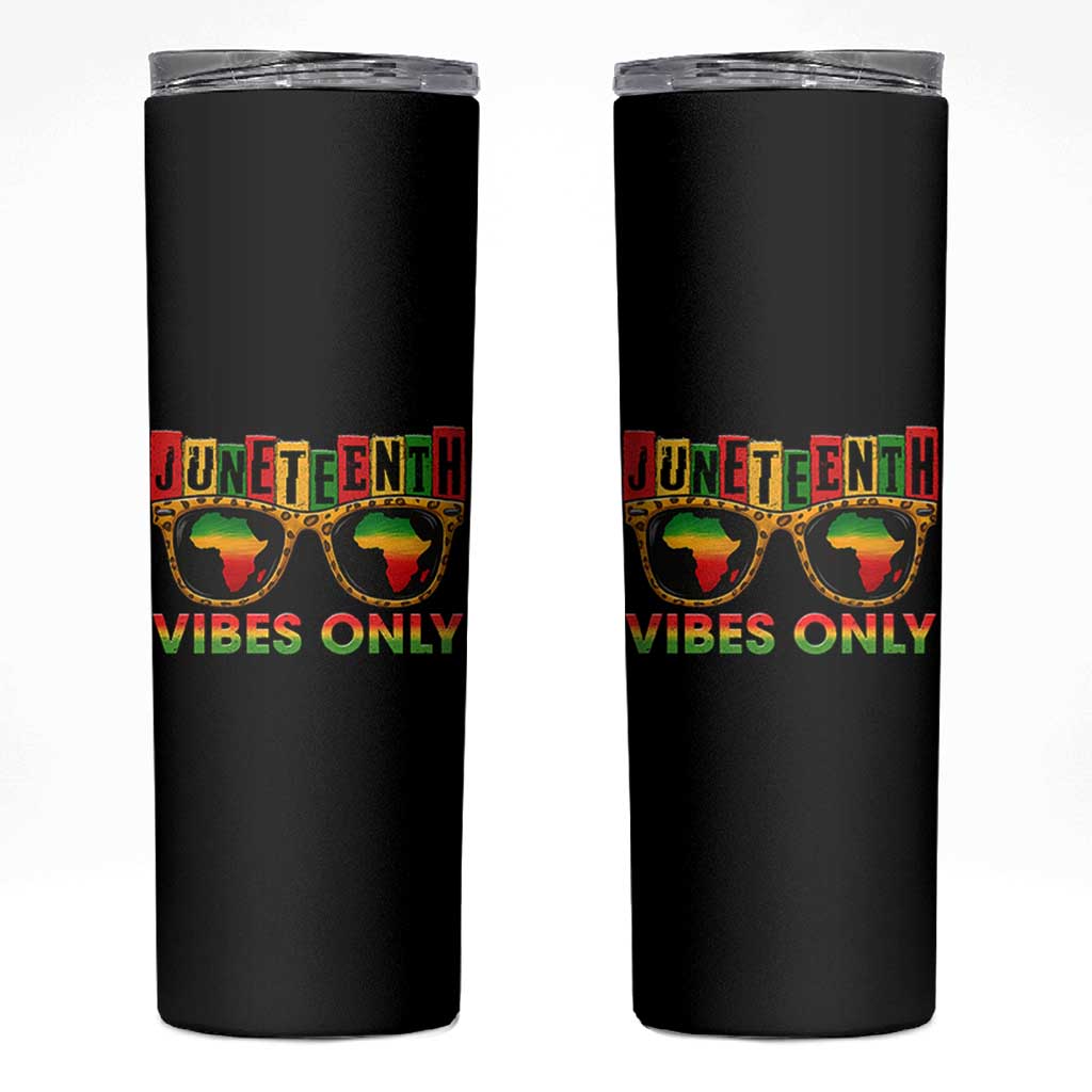 Juneteenth Vibes Only Skinny Tumbler Afro Pride Sunglasses Black History Celebration - Wonder Print Shop
