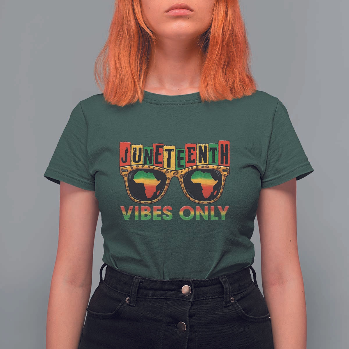 Juneteenth Vibes Only T Shirt For Women Afro Pride Sunglasses Black History Celebration - Wonder Print Shop