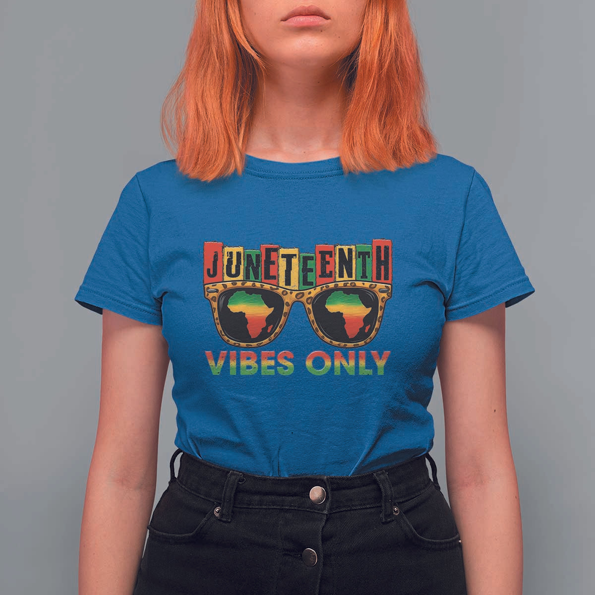 Juneteenth Vibes Only T Shirt For Women Afro Pride Sunglasses Black History Celebration - Wonder Print Shop