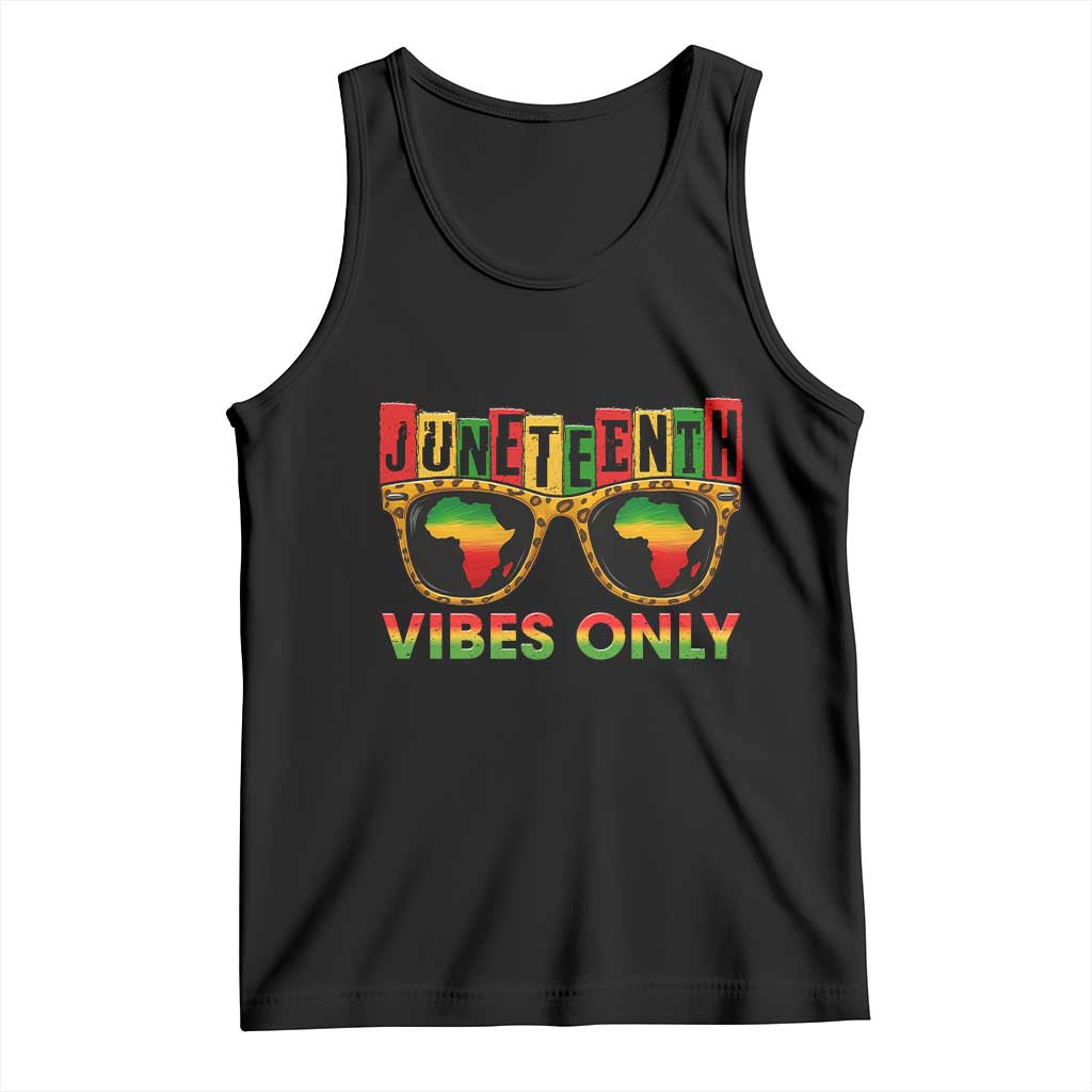 Juneteenth Vibes Only Tank Top Afro Pride Sunglasses Black History Celebration - Wonder Print Shop
