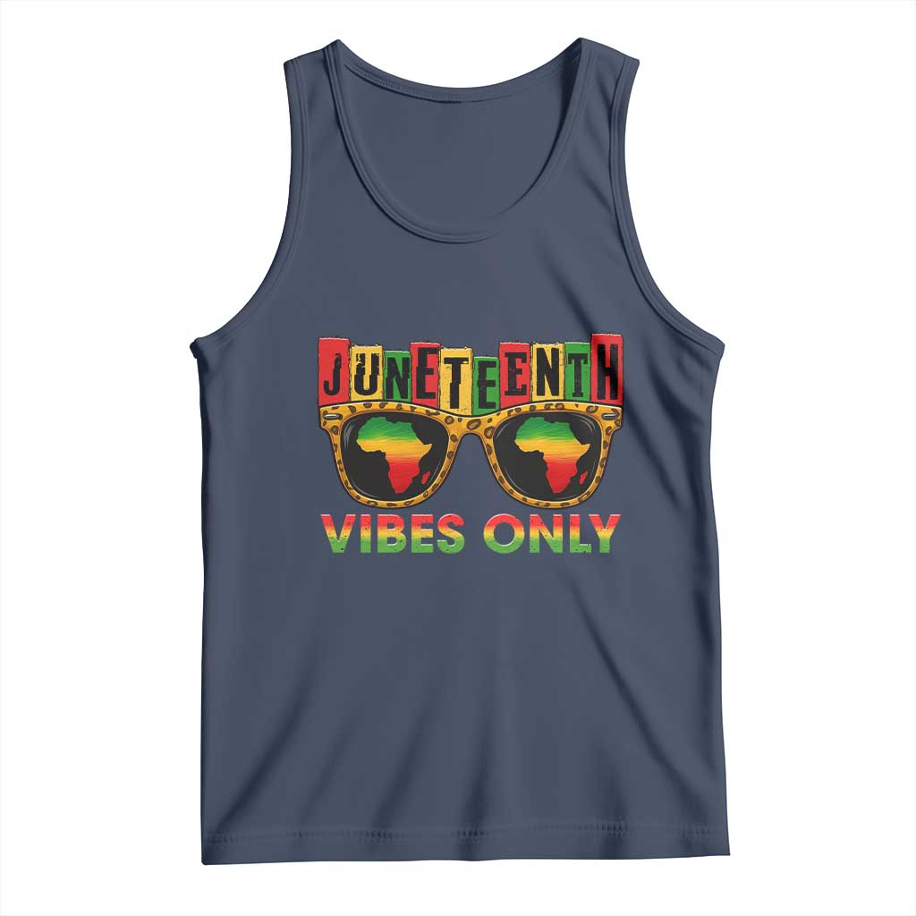 Juneteenth Vibes Only Tank Top Afro Pride Sunglasses Black History Celebration - Wonder Print Shop