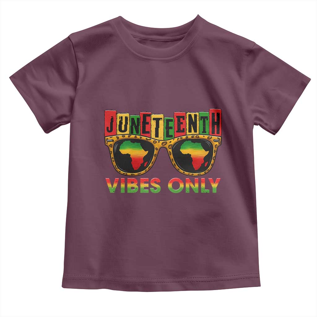 Juneteenth Vibes Only Toddler T Shirt Afro Pride Sunglasses Black History Celebration - Wonder Print Shop