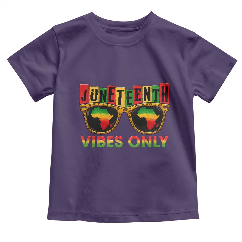 Juneteenth Vibes Only Toddler T Shirt Afro Pride Sunglasses Black History Celebration - Wonder Print Shop