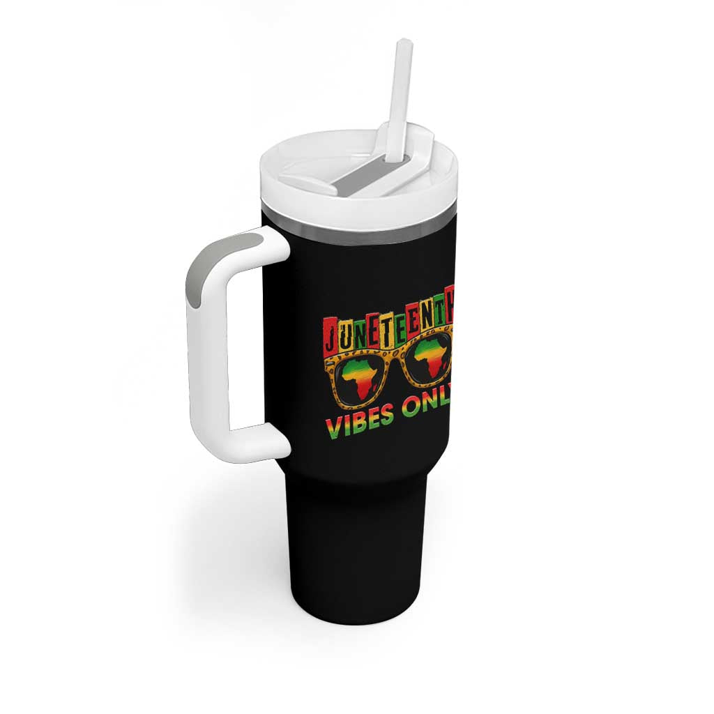 Juneteenth Vibes Only Tumbler With Handle Afro Pride Sunglasses Black History Celebration - Wonder Print Shop