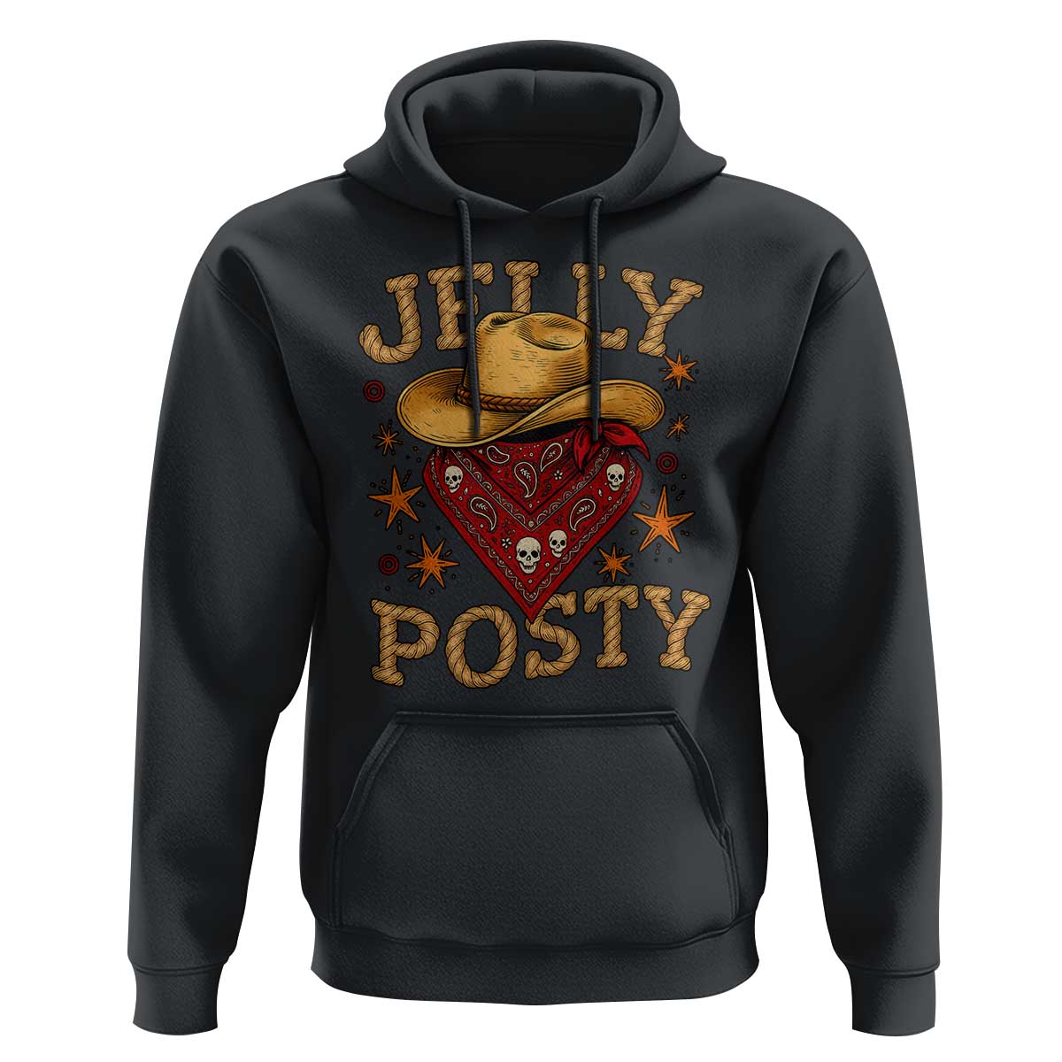 Jelly Posty Cowboy Bandana Hoodie Funny Country Western Rodeo - Wonder Print Shop