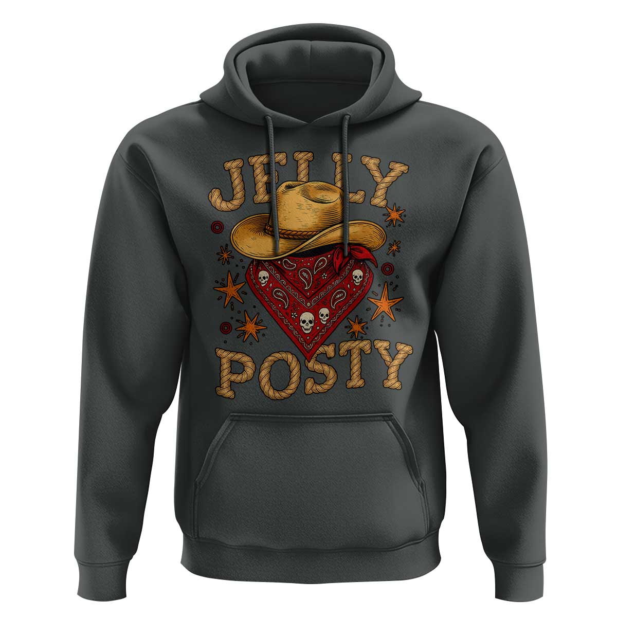 Jelly Posty Cowboy Bandana Hoodie Funny Country Western Rodeo - Wonder Print Shop