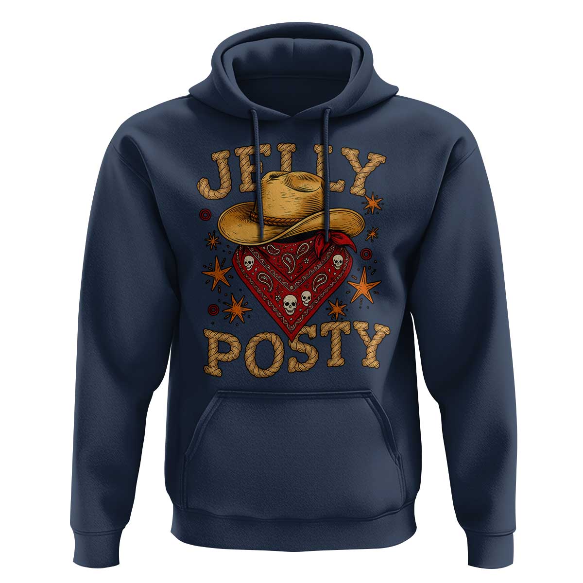 Jelly Posty Cowboy Bandana Hoodie Funny Country Western Rodeo - Wonder Print Shop
