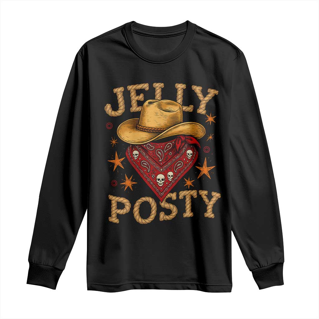 Jelly Posty Cowboy Bandana Long Sleeve Shirt Funny Country Western Rodeo - Wonder Print Shop