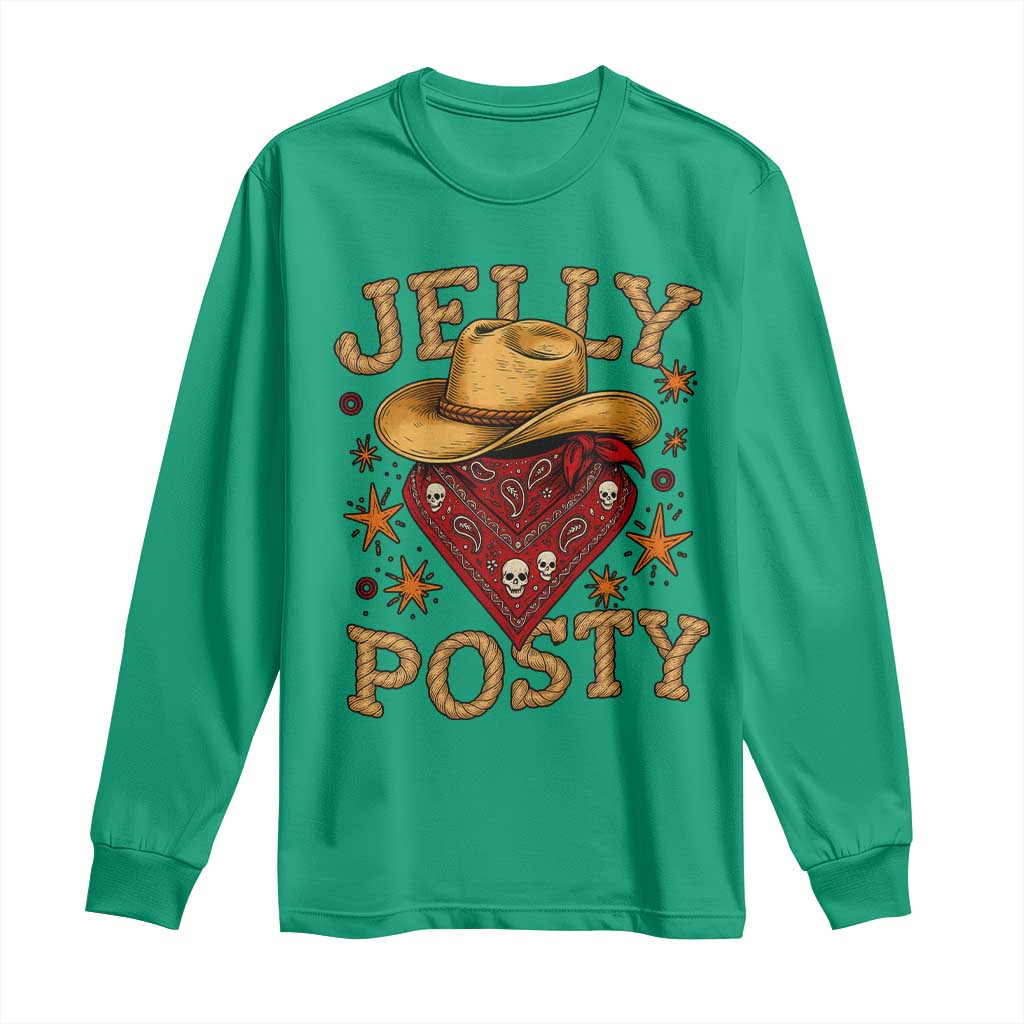 Jelly Posty Cowboy Bandana Long Sleeve Shirt Funny Country Western Rodeo - Wonder Print Shop