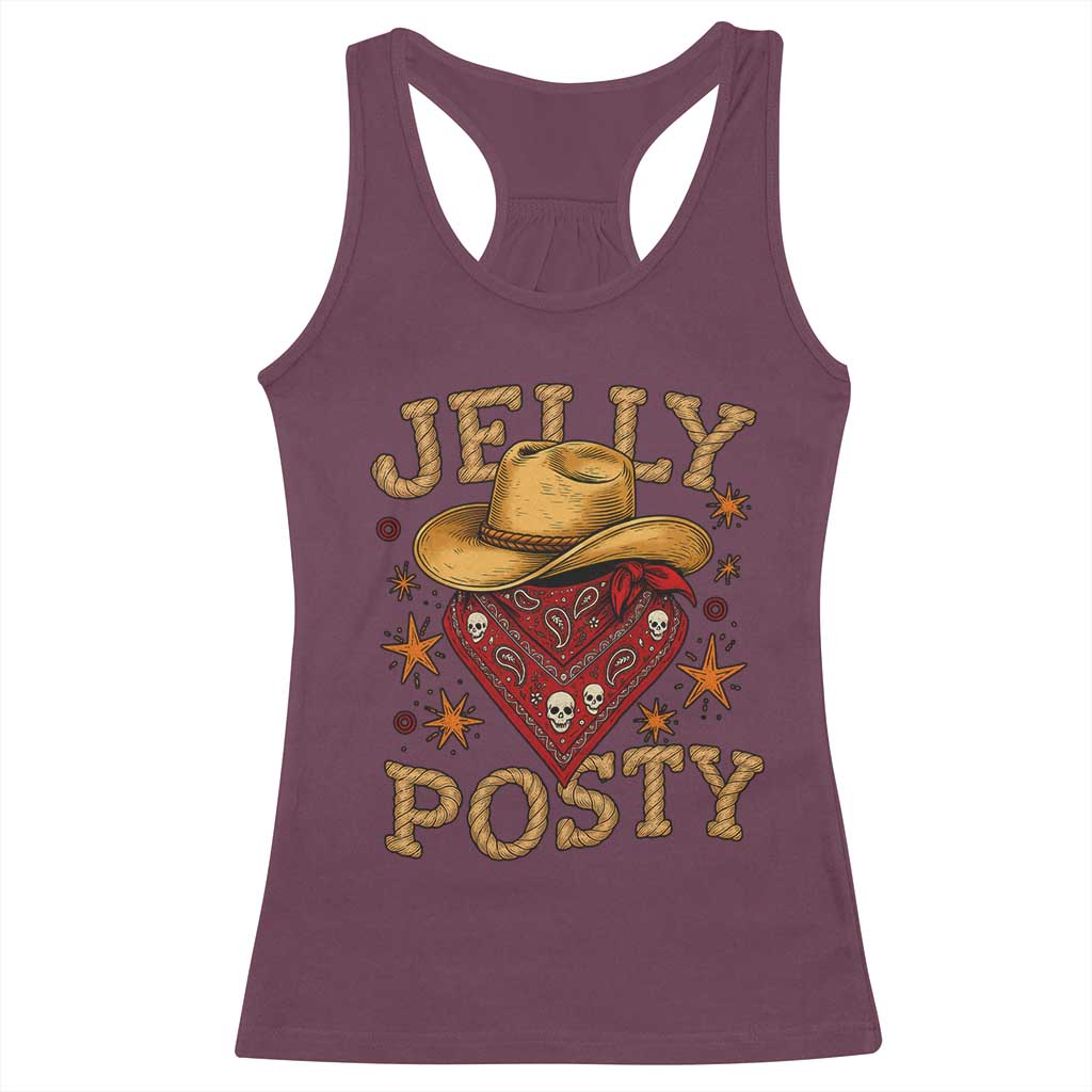 Jelly Posty Cowboy Bandana Racerback Tank Top Funny Country Western Rodeo - Wonder Print Shop