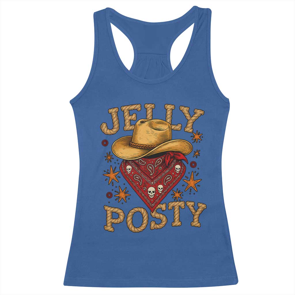Jelly Posty Cowboy Bandana Racerback Tank Top Funny Country Western Rodeo - Wonder Print Shop