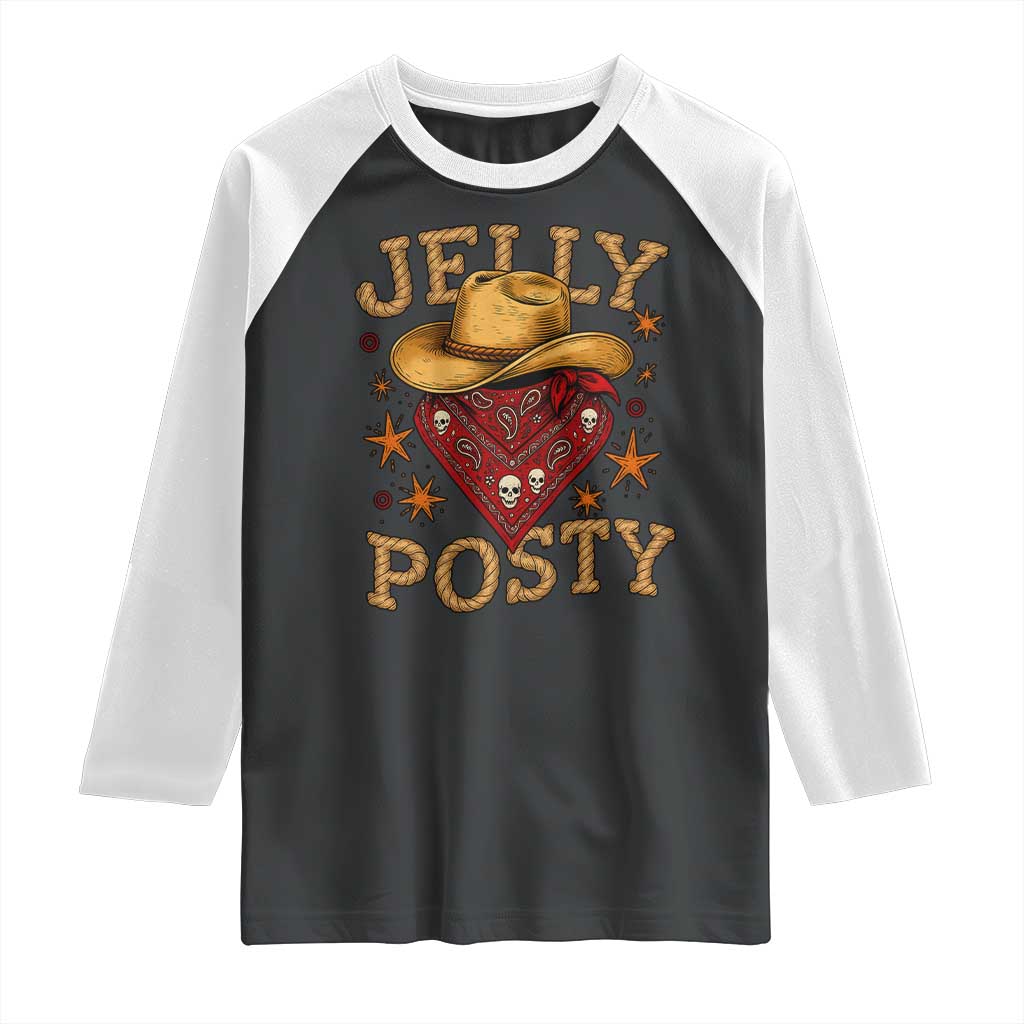 Jelly Posty Cowboy Bandana Raglan Shirt Funny Country Western Rodeo - Wonder Print Shop