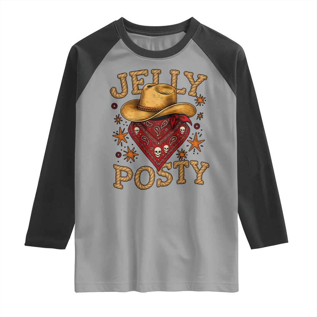 Jelly Posty Cowboy Bandana Raglan Shirt Funny Country Western Rodeo - Wonder Print Shop